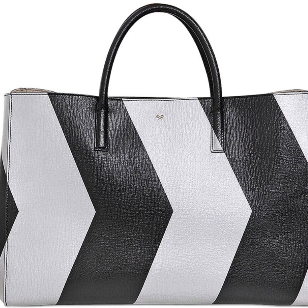 Anya Hindmarch Ebury Maxi Tote – Chevron Black & Grey Leather